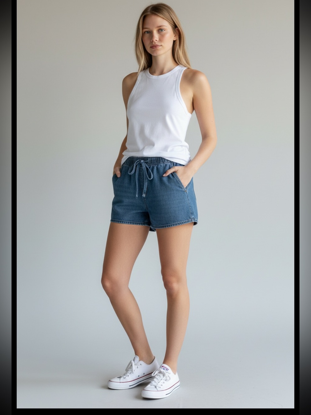 NWT Denim Drawstring Waist Shorties